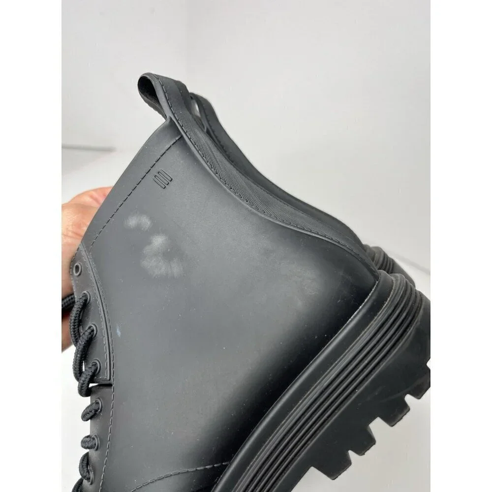 Mini Melissa Coturno Black Jelly Lace Up Platform Boots Size 4/EU35